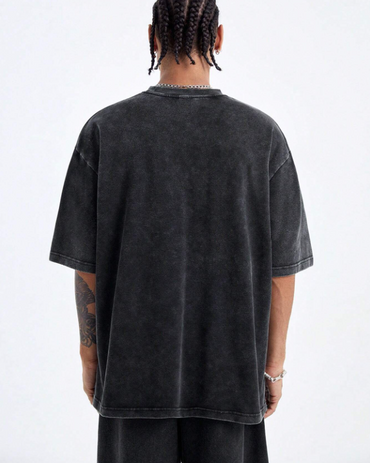 Oversized Acid Wash T-Shirt - Black