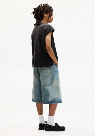 Oversized Acid Wash Vest - Black